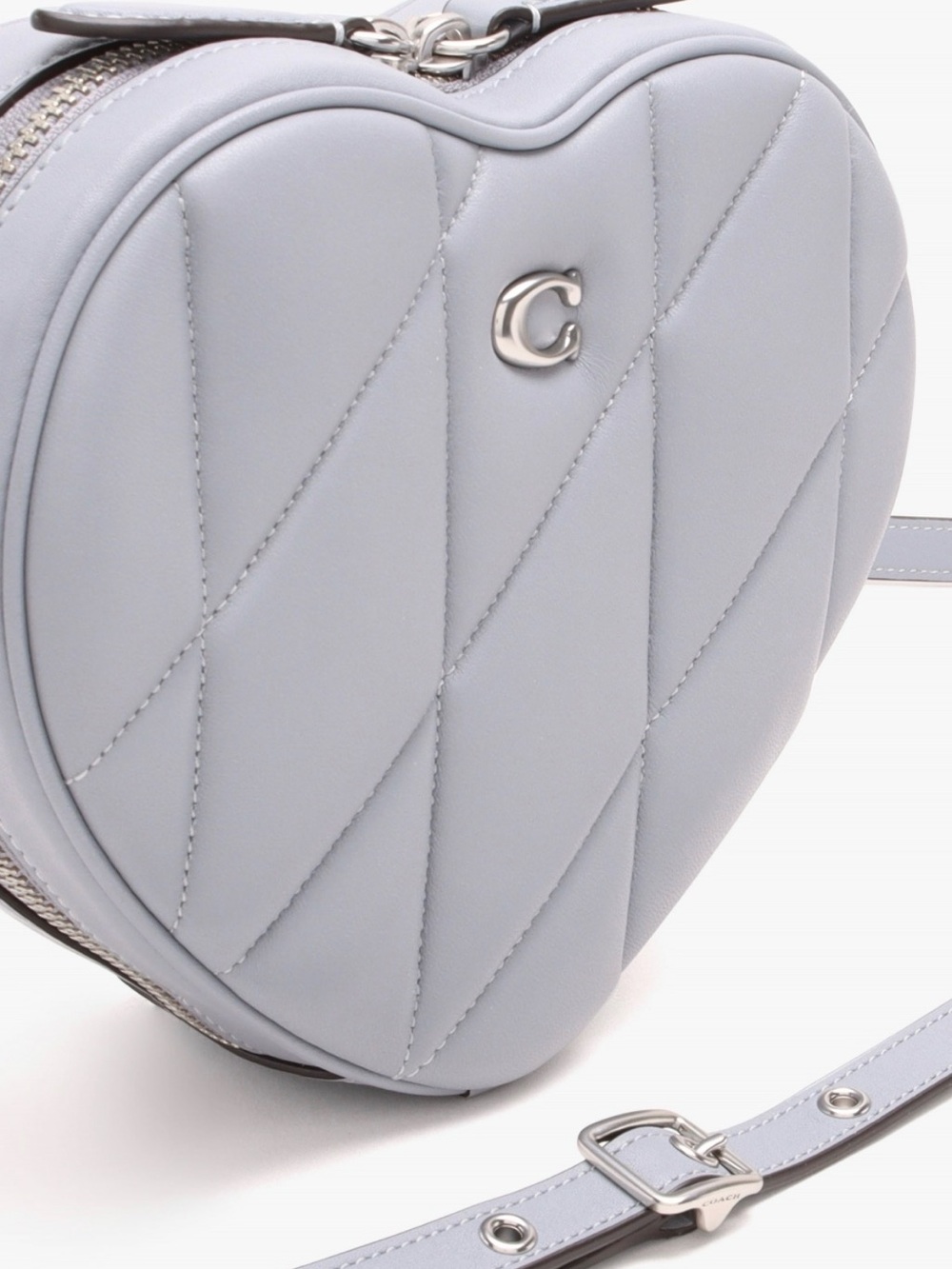 NWT Coach Heart Crossbody Bag with Quilting, Grey Blue - Picture 3 of 9